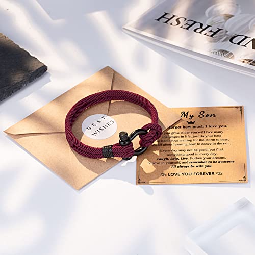 Pinkdodo To My Son Bracelet From Mom, Son Gifts From Mom Dad, Son Bracelet For Teenage Teen Boys, Valentines Day Birthday Gifts For Son Teenage Teen Boys From Mom Mother Father, Graduation Gift #TOP3