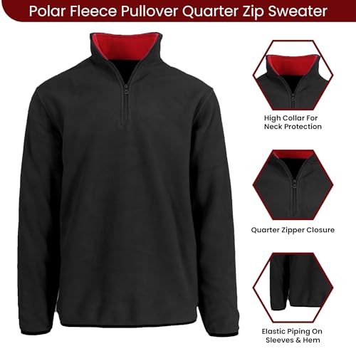Image of JH DESIGN GROUP Men's Quarter Zip Thermal Fleece Pullover Long Sleeve Sweatshirt Mid Weight Sweater in 6 Colors