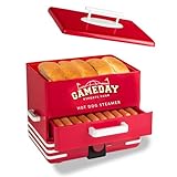 Nostalgia, Game Day Hot Dog Steamer and Bun Warmer, Fits 20 Dogs and 8 Buns, Steams Pot Stickers, Veggies, Potatoes, and Other Appetizers or Toppings