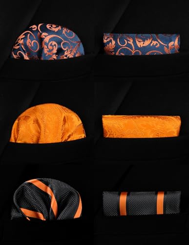 Image of HISDERN Mens Ties Extra Long Tie and Pocket Square Set 63 Inch XL Tie Pack Collection Present Box Necktie Lot 3 PCS