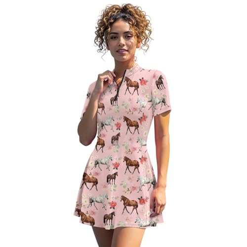 Yruonazao Flowy Mini Dress Flowy Dresss for Women with Seperate Shorts and Pockets Summer Clothes for Athletic Workout Tennis Golf Outfit for All Seasons Quick Dry Activewear Leggings,S