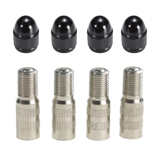 Tire Valve Stem Extension Extenders - 4 Pcs 25mm Tire Valve Extenders with 4 Pcs Tire Stem Valve Caps for Car SUV Bike Bicycle Truck Motorcycle Electric Scooters