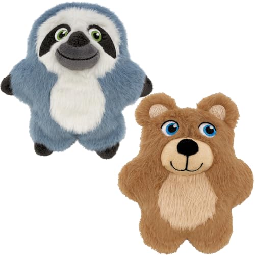 KONG Snuzzles Dog Toy, Plush Squeaker, Crinkle Sounds, Soft Durable Indoor Play (Sloth/Teddy Bear, Small)