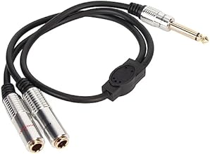 1/4 Inch Stereo Splitter Y Cable, 6.35mm Mono Male Plug to Dual 6.35mm Female Jack Cable 19.7in Long