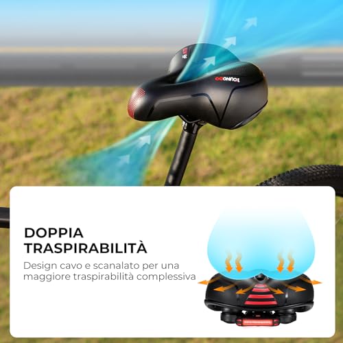 Youngdo Sella Bici Comoda, Sella Bici Con Luce Posteriore, Sellino Bici Morbido, Ergonomica, Uomo Donna Sella Bicicletta, Impermeabile, Per Cyclette/City Bike/Montain Bike/Ebike - 5