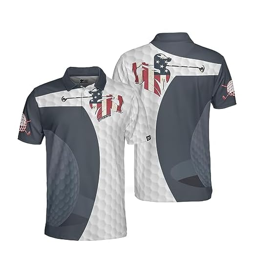 HYPERFAVOR Patriotic Golf Shirts for Men- Proud Golf American Flag Polo Shirts- Smart Mens Golf Shirt Short Sleeve