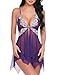 Avidlove Lingerie for Women Lace Babydoll Strap Chemise V N Sleepwear Honeymoon Nightwear Purple