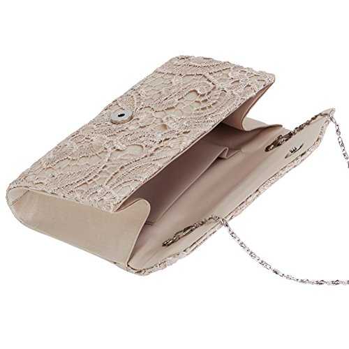 U-Story Womens Floral Lace Satin Evening Envelope Clutch Bridal Wedding Handbag Purse (Champagne) #TOP5
