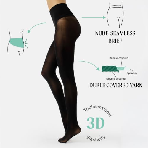 Image of CALZITALY Seamless Tights, 50 DEN High-Waist Pantyhose with no seams, Multi Color Opaque Tights - S, XXL, Italian Hosiery