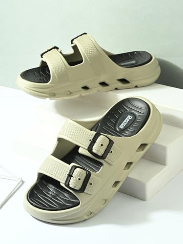 Image of DOCTOR HEALTH SUPER SOFT Men EVA Double Strap Sandals | Adjustable Buckle Comfort Slides | Lightweight Anti-Slip Ventilated Casual Sandals for Everyday Indoor Outdoor Wear
