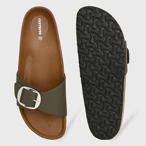 Image of Centrino Women's Berkin-Style Slip-On Sandals | Open Toe Design | Soft PU Footbed | Lightweight & Comfortable | Arch Support | On-Grip Sole | Casual Outdoor Wear (9228)