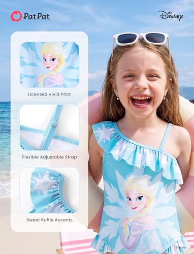 Image of Disney Stitch Frozen Marvel Minnie Mouse Girls Swimsuits Ruffle One Piece Bathing Suits UPF 50 Swimwear Quick Dry Size 2-13Y