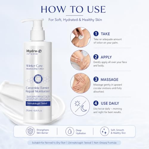 Image of Hydra Q Winter Care Moisturizing Cream | With Hyaluronic Acid, Ceramide Complex, Niacinamide, Shea Butter, Cocoa Butter & Natural Oils | Intensive Daily Moisturiser for Dry Skin | 250ml