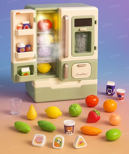 Image of Zest 4 Toyz Refrigerator Toy Set for Kids 28 PCS Kitchen Set with Light and Music Realistic Play Fridge Food Accessories Perfect for Role Play Fun Learning Toy for Boys and Girls