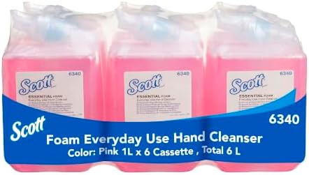 Scott Essential Foam Hand Soap 6340, Pink Hand Wash, 6 x 1L Refills