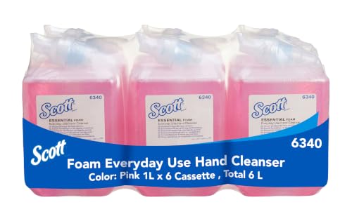 Image of Scott Essential Foam Hand Soap 6340, Pink Hand Wash, 6 x 1L Refills