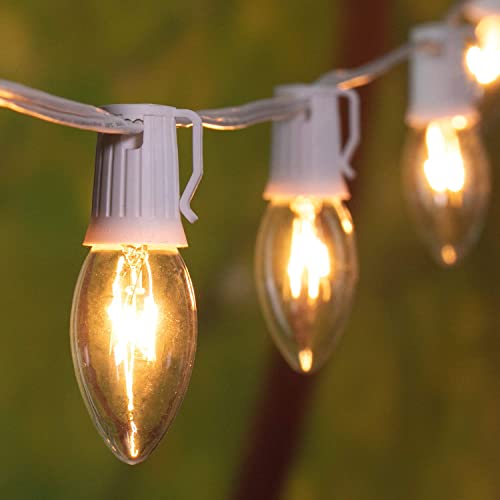 Brightown C9 Bulb Christmas String Lights Outdoor 50Ft Vintage Christmas Tree Lights For Indoor Outdoor Roofline Patio Room Holiday Party Backyard Xmas Decoration, White Wire, 50+2 Bulbs #TOP2
