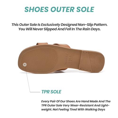 Image of NianEr Womens Microfiber Leather Memory Foam H Sandals Summer Shoes Slides | Flat, Comfortable, Slip On, Dressy, Dress, Beach, Vacation, Designer, Comfy, Casual, Bridal, Church, Boho, Office, Work