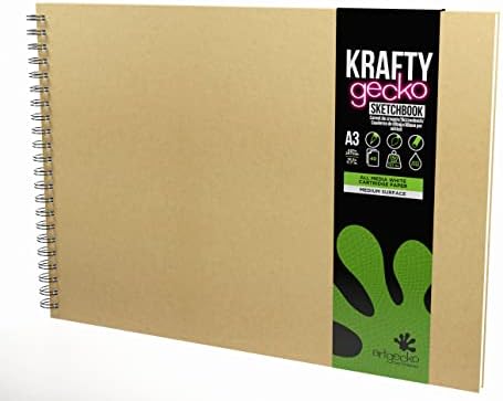 Artgecko Krafty Sketchbook A3 Landscape - 80 Pages (40 Sheets) 150gsm White Cartridge Paper