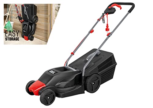 Skil 0713AA - Cortacésped eléctrico con anchura de corte de 33 cm (1300 W, caja para césped, Easy Storage)