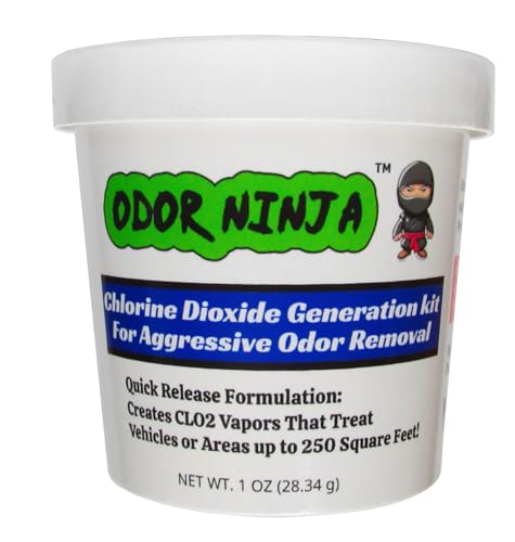Odor Ninja Chlorine Dioxide Generation Kit for Aggressive Odor Removal in Cars, Trucks, Boats, or Other Spaces up to 250 Square Feet (23.2 Meters)