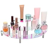 HOMSFOU アクリル製3段階層型化粧品ディスプレイスタンド ネイルポリッシュオーガナイザー 香水収納用 ジュエリータワー向け組立簡単オー