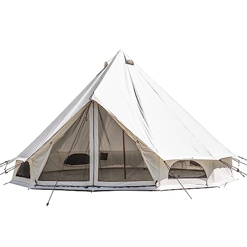 Skandika Tienda de campaña Tipi Algodón Técnico para 3-10 Personas, Tejido Mixto algodón, 4000 mm Columna de Agua, Impermeable, mosquiteras (400 Algodón Técnico)