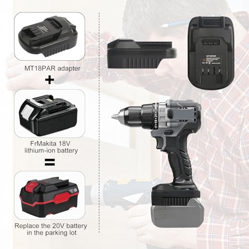 MT18PAR Akkuadapter, kompatibel für Makita 18V Akku und kompatibel für Parkside Milwaukee 20V Akku, für Makita 18V Akku umwandelbar für Parkside 20V Li Ion Elektrowerkzeug(nur Adapter)