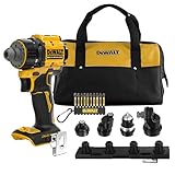 DEWALT 18V XR Akku-Mehrkopf-Bohrschrauber, bürstenlos, mit 4 austauschbaren Köpfen, inkl. Aufbewahrungstasche & 10-tlg. 57mm PH/PZ FLEXTORQ Schraubendreher-Set, nur Gerät (ohne Akku), DCD803KN-XJ