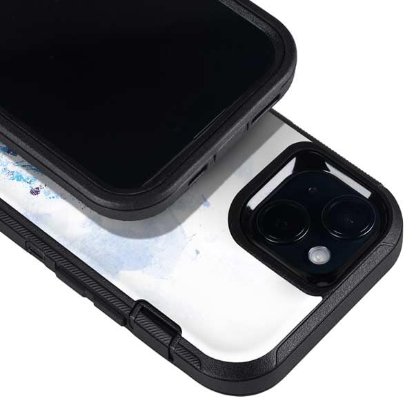 Skinit Decal Phone Skin Compatible with OtterBox Defender iPhone 14 Plus - Officially Licensed Marvel Avengers Blue Logo Design