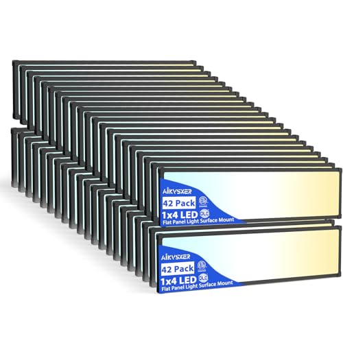 Image of AIKVSXER 42Pack 1x4 LED Flat Panel Light, 6500LM Ultra-Bright, 30-50W Black