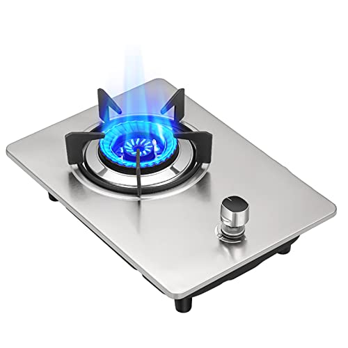 Burner Gas Cooker gas hob Built-in Gas Stove ，Table-Top Cooking ，1-Zone Gas Hob， Non-slip Cast Iron Hob Rings ，Easy To Clean, Compatible With All Cookware(B Silver,NG)