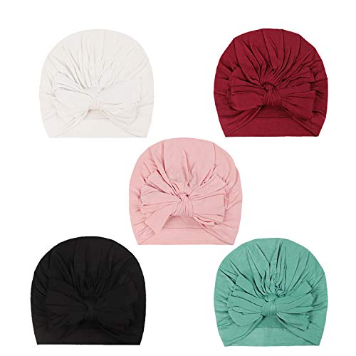 DRESHOW 5 PCS Sombreros y Gorras para Bebés Niño Niña Infantil Turbante Niño Bebé Nudo Sombrero Beanie Gorro