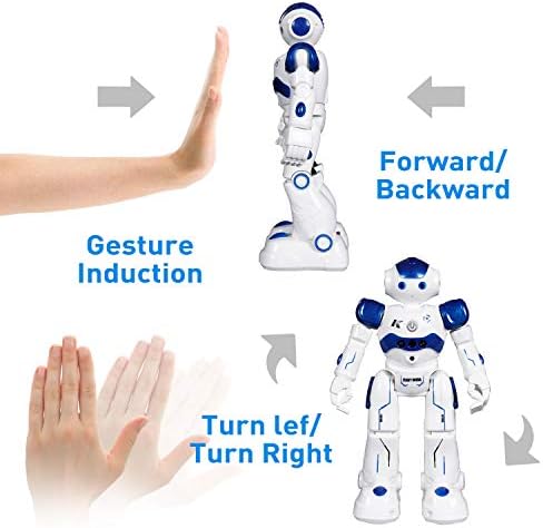 ANTAPRCIS Rc Robot Toys Gifts for Kids - RC Gesture Remote Control Robot Programmable with Infrared Controller and LED Eyes, Birthday Gift for Boys Girls, Blue