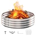 36 Inch Outdoor Fire Pit Ring,Large Round Galvanized Steel Fire Pit for Campfires in The Yard/Garden/Park/Beach or as Raised Garden Bed for Planting (12 ins high, Silver)