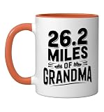 Marathon Grandma 26 2 Miles Pure Humor Funny Runner Ceramic Mug, Orange/White