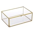 Hipiwe Vintage Glass Keepsake Box, Rectangle Jewelry Display Organizer Box Vanity Lidded Box Home Decor Accent Decorative Box for Storage Trinket Rings Bracelet Rock X-Large