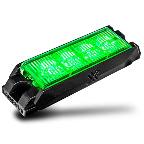Image of LAMPHUS NanoFlare 4 inch 4W Green LED Surface Mount Police Grill Strobe Warning Light [Sync-able Mode] 12V Rectangle Grille Flashing Emergency Fire Light for EMS Rescure Firfighter Vehicle Truck Car