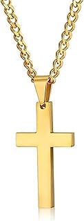 U-M Cross Necklace for Men - Stainless Steel Cross Pendant Necklace Simple Jewelry Gifts Durable and Useful