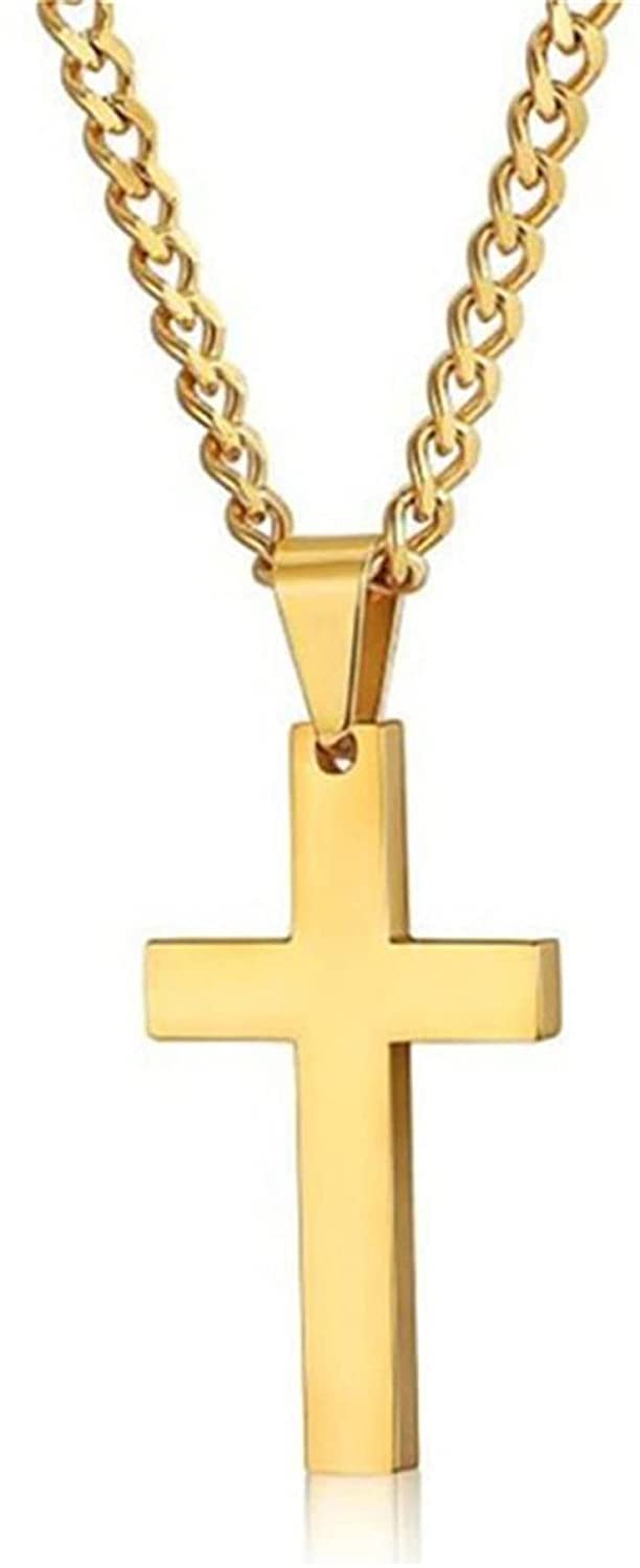 U-M Cross Necklace for Men - Stainless Steel Cross Pendant Necklace Simple Jewelry Gifts Durable and Useful