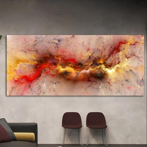 Peinture abstraite de nuage rouge grand tableau paysage salon affiche impression moderne toile