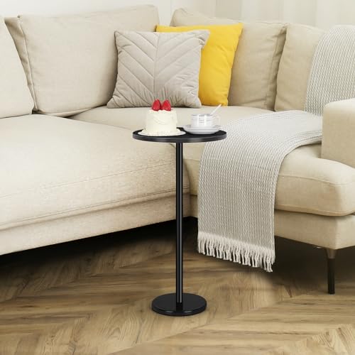 Round Side Table Small End Table Set of 2 Black Round Coffee Table Modern Nightstand Kids Bedside Table Outdoor Accent Table for Small Spaces Living Room Bedroom Patio - Thumbnail 2