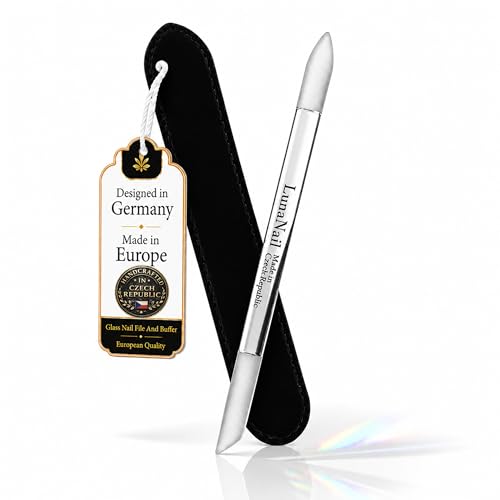 Glass Nail File for Natural Nails Czech Crystal Nail File with Velvet Case (File Only)