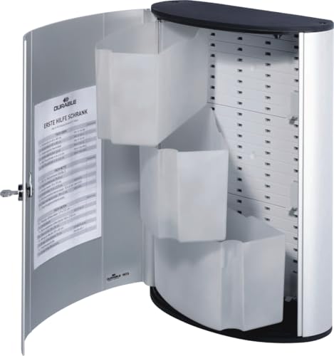 Durable Wall Mounted First Aid Cabinet with Swing-Out Organization Bins and Keyed Lock, 15-3/4 x 11-3/4 x 4-5/8 Inches, Brushed Aluminum (197323), Large