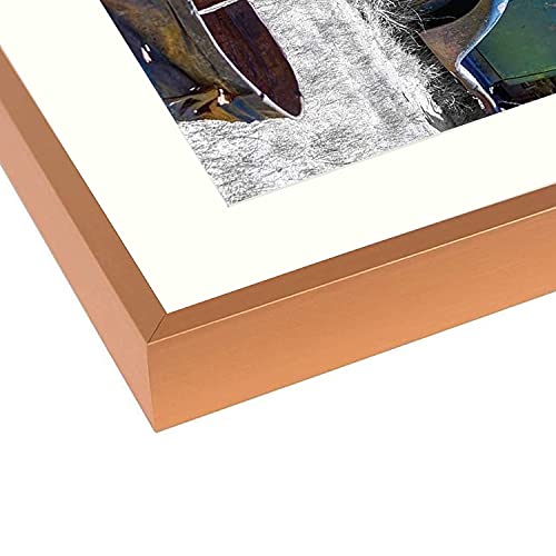Golden State Art, 11X14 Rose Gold Picture Frame Displays Photo 8X10 With Ivory Mat Or 11X14 Without Mat For Wall Mounting Aluminum Frames With Real Glass (Pack Of 1) #TOP3