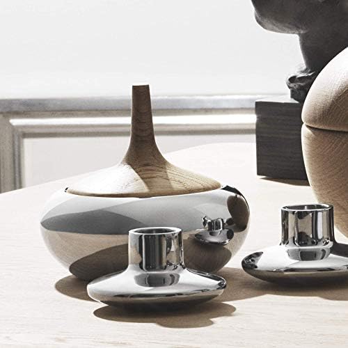 Georg Jensen HK Bonbonniere Onion, Mirror Polished Stainless Steel and Brown Oak Wood by Henning Koppel