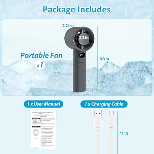 Image of Portable Handheld Fan (Multi-Color) - 120 Speed Stepless Adjustable Mini Turbo Fan, Rechargeable 1800mAh Battery, LED Digital Display, Type-C Fast Charging Desk Fan for Travel & Office
