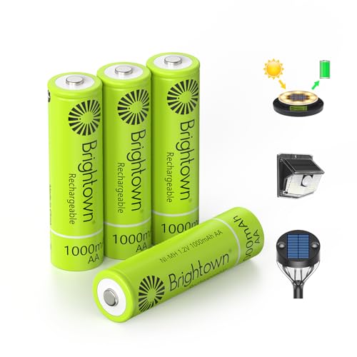 Brightown 4 Pack Rechargeable AA Batteries - 1000mAh 1.2V Ni