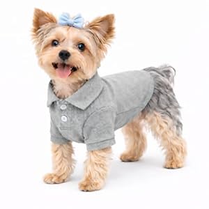 lovelonglong Basic Dog Polo Shirts Premium Cotton, Polo T-Shirts for Large Medium Small Dogs with a Two-button Collar Blank Color Gray XS