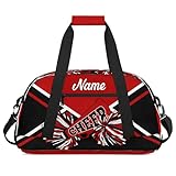 Personalized Cheerleader Duffle Bag with Name Custom Gym Travel Sports Bag for Women Cheer Team (Red&White&Black)